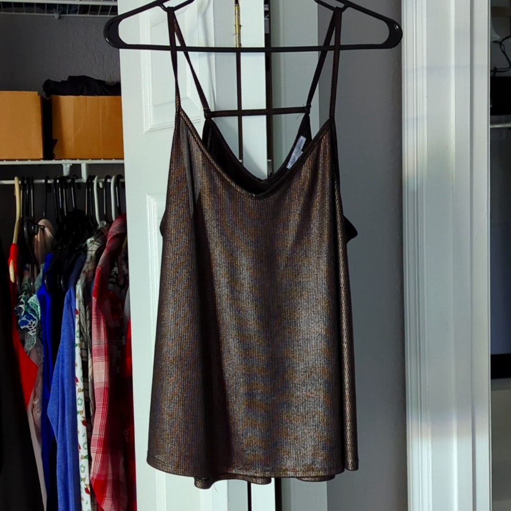 Black gold sparkle tank